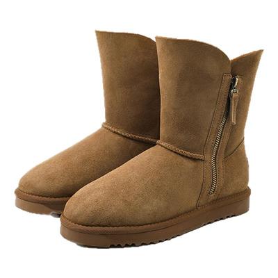 澳洲中筒羊皮毛一体侧拉链雪地靴