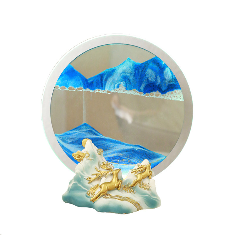 一鹿相伴福鹿流沙画摆件创意家居桌面沙漏装饰高级感送人生日礼物