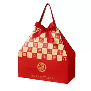 新年福袋礼盒包装盒雪花酥伴手礼盒2026年货大号零食坚果糖果礼袋