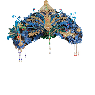 华丽清朝皇后头饰古装旗头中国风原创手工景泰蓝发饰清宫头饰帽子