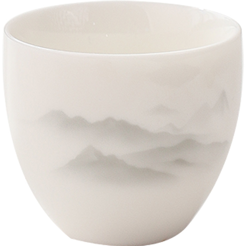 羊脂玉瓷茶杯套装6只家用待客功夫小茶杯陶瓷白瓷喝茶品茗杯10只