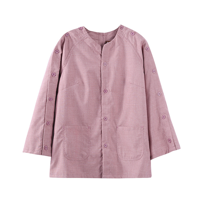 艾灸服前后开扣理疗服美容衣服开衫系扣开背男女针灸中医秋冬按摩