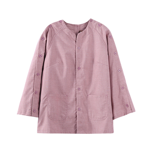 艾灸服前后开扣理疗服美容衣服开衫系扣开背男女针灸中医秋冬按摩