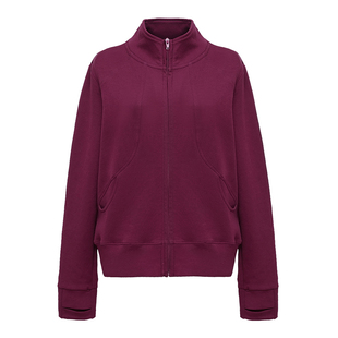 加厚秋冬款半高领拉链开衫套手指长袖女立领外套休闲百搭外穿上衣