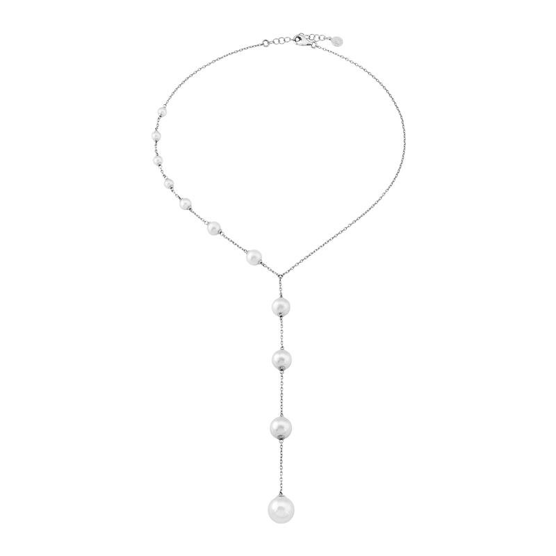 MAJORICA美娇丽佳活力系列珠晕贯帘白色手作珍珠多珠相连款项链