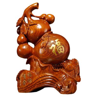 木雕摆件祝福实木质花梨葫芦摆件