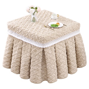 冬季新款电炉罩套烤火桌子套罩正方形加绒加厚双面绒取暖烤火罩套