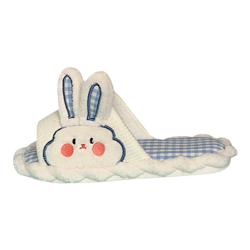 细细条 四季通用棉麻拖鞋女春夏家用防滑静音可爱兔子亚麻凉拖ins