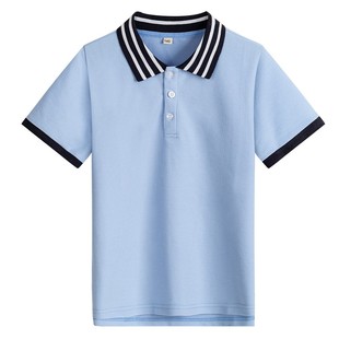 星森图校服 英伦学院浅蓝珠地棉短袖T恤中小学生夏季男女童polo衫