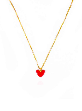 红色爱心银女日本小红心项链耳钉