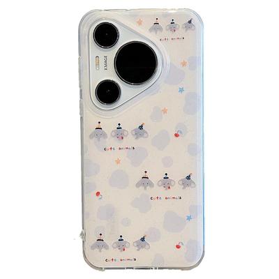 拓岚 适用华为mate70pro+手机壳新款双层闪粉韩系ins牛奶纹卡通小飞象mate60pro挂绳pura70/80pro+硅胶防摔女
