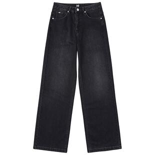 【张凌赫代言】Lee428懒懒裤舒适高腰直脚蓝色阔腿女牛仔裤潮流