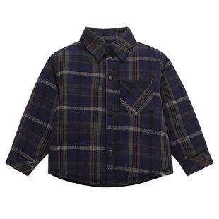 儿童羽绒衬衫男童白鸭绒内胆格纹磨毛衬衣初中生校服神物双面可穿