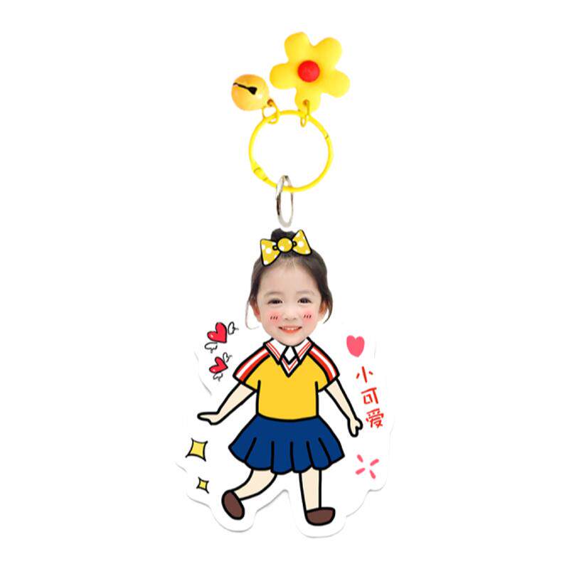定制亚克力儿童书包挂件电话名字防走丢挂牌幼儿园照片名字钥匙扣