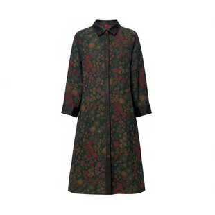 海南冬季真丝香云纱衬衫连衣裙2025新款大码100%桑蚕丝长袖裙子女