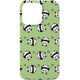 原创绿色可爱熊猫卡通适用苹果16PROMAX菲林手机壳iphone15plus13mini14萌宠呆萌治愈插画大孔磨砂小众个性全