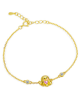 可爱幽灵手链女s925纯银镶锆石小众百搭个性感圣诞节饰品手串