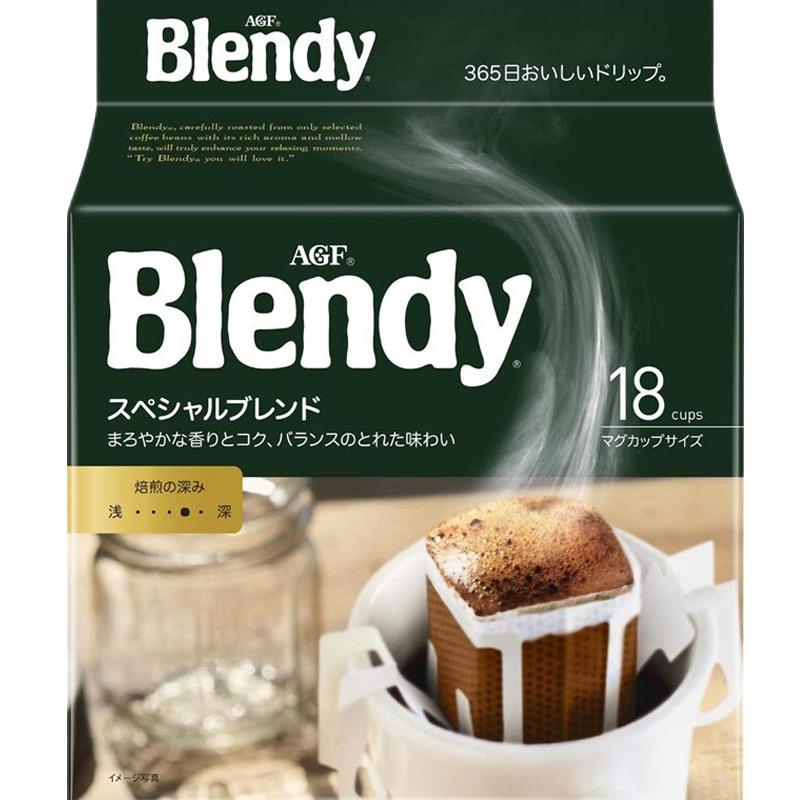 日本AGF挂耳咖啡滤挂滴漏挂耳式黑咖啡粉7g*18袋经典绿袋送礼提神