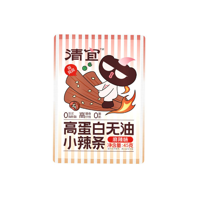 清宜高蛋白无油辣条低0无减即食糖卡脂肥烤面筋魔芋辣条解馋零食