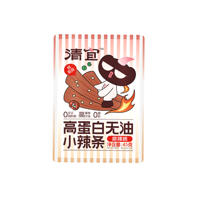 清宜高蛋白无油辣条低0无减即食糖卡脂肥烤面筋魔芋辣条解馋零食