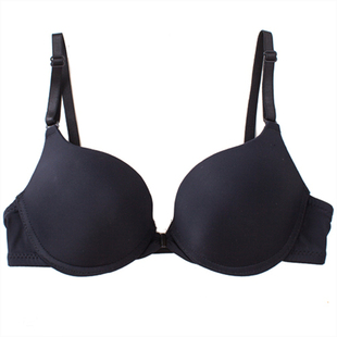 黑色一字美背前扣无痕内衣细带性感聚拢文胸少女士纯色露背小胸罩