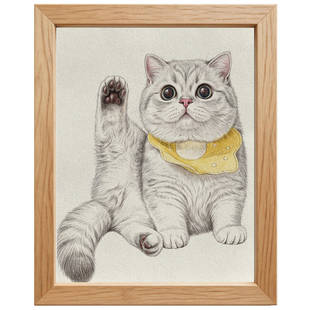 宠物画像定制手绘狗狗猫咪爱犬兔鹦鹉画萌宠画彩铅水彩素描铅笔画