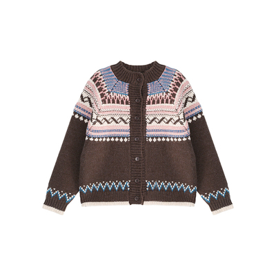 女童毛衣费尔岛儿童针织开衫外套