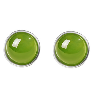 宫里上新和田玉耳钉女纯银耳环玉石耳饰绿色精致小巧闺蜜生日礼物