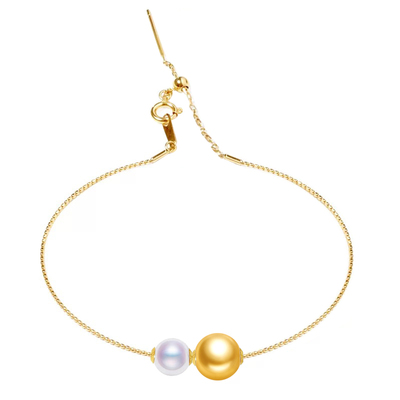 天然海水珠南洋金珠手镯AKOYA18K