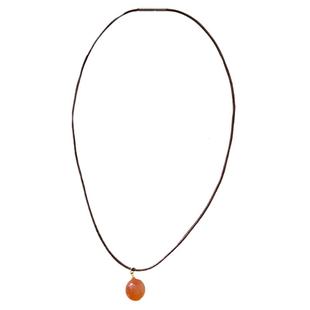 九姨太有球必应好运单珠项链天然石红玛瑙转运珠吊坠锁骨链女皮绳