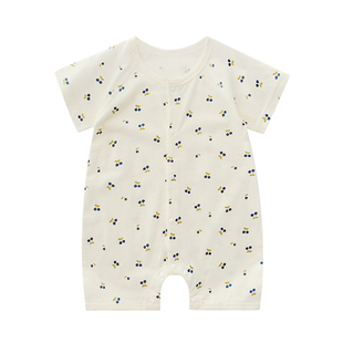 夏季无骨婴儿短袖哈衣男小童薄款纯棉开衫爬爬服女宝宝0-2岁夏装