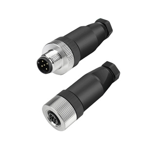 M12航空插头免焊连接器法兰座4针5孔8Pin传感器12芯弯头插座防水