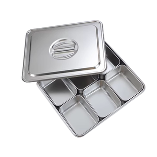 不锈钢分隔六格调料盒烧烤酱料蒜蓉粉料盒带勺