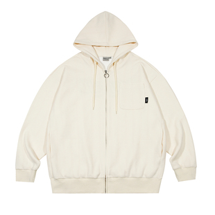 RAPPEYE华夫格美式长袖开衫连帽情侣运动春秋休闲拉链卫衣外套