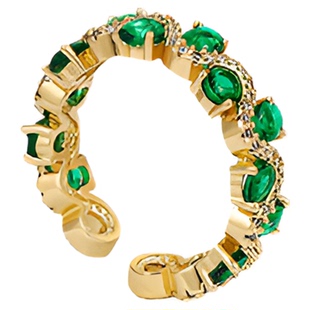 锆石祖母绿戒指女轻奢高级感指环小众设计2025新款爆款绿色开口戒