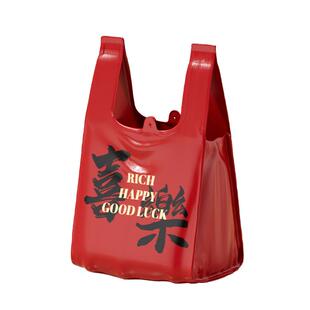 垃圾袋家用加厚手提式大号厨房办公室印花背心清洁塑料袋子红色