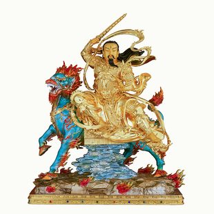 纯铜彩绘九天应元雷声普化天尊神像雷公雷神佛像雷祖铜像供奉摆件