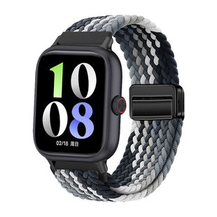 适用iQOOwatchgt2编织表带vivowacth5/4/3磁吸VIVOGT2尼龙手表带gt1透气舒适透气款运动男女生七彩红色回环