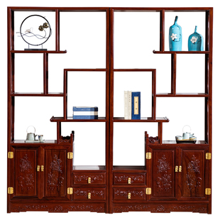 红木家具巴里黄檀博古架多宝阁置物架老挝红酸枝玄关柜实木古董架