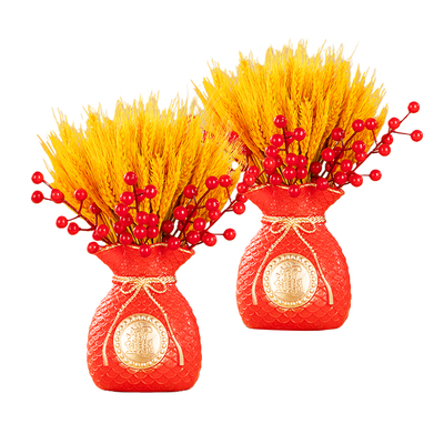 黄金大麦麦穗摆件发财果福袋摆件