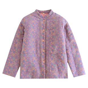 中式国风纯棉双层纱布睡衣女冬加厚三层夹棉花空气棉棉袄保暖外穿