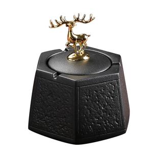 烟灰缸创意个性潮流家用客厅陶瓷带盖烟缸烟壶摆件车载防风防飞灰