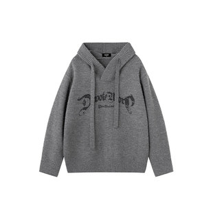 GOST潮牌美式复古字母印花百搭连帽毛衣卫衣外套