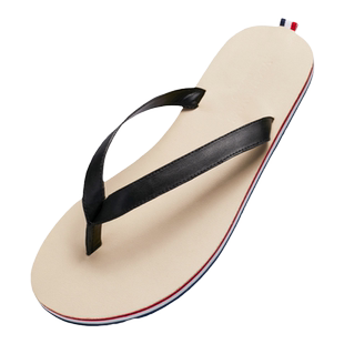 夏季新款潮男防滑舒适凉拖鞋英伦真皮人字拖男士黑色夹脚拖鞋男