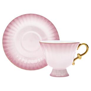 T2渐变高脚茶杯茶碟套装轻奢高档骨瓷精致女乔迁结婚新婚春节送礼