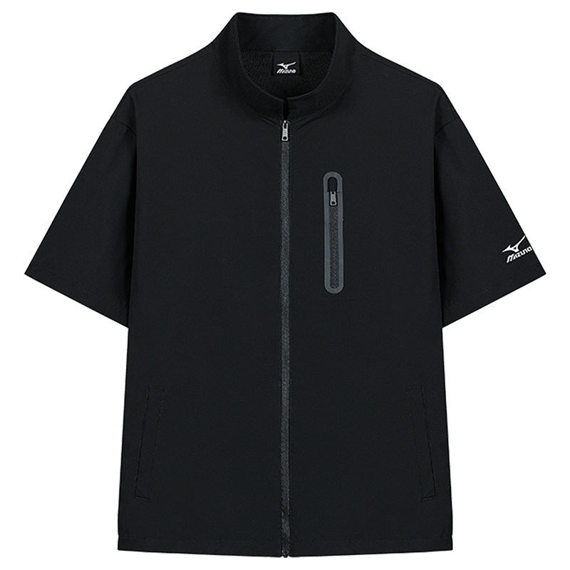 Mizuno/美津浓速干短袖衬衣男士夏季户外休闲宽松透气立领衬衫男