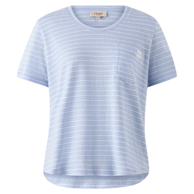 ELAND棉麻混纺U领T恤短袖