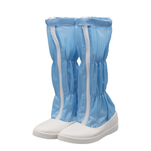 防静电高筒靴皮革鞋面硬底鞋无尘洁净鞋条纹长筒鞋车间防静电鞋