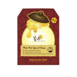 韩国paparecipe红春雨蜂蜜复原油敷面膜人参保湿紧致官方正品10片