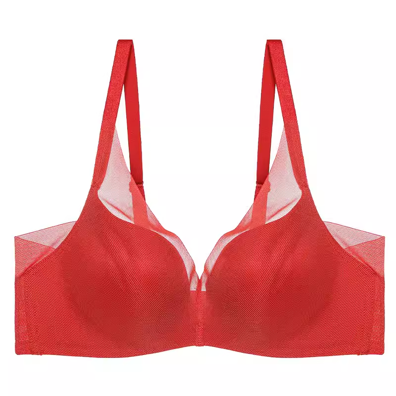 爱慕内衣女专柜正品无钢圈收副乳上托红色结婚中厚模杯聚拢文胸